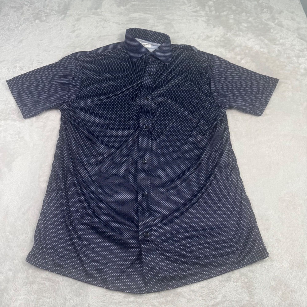 NWOT‎ Collars & Co Mens S Navy Blue White Polka Dot Dress Collar Polo Shirt